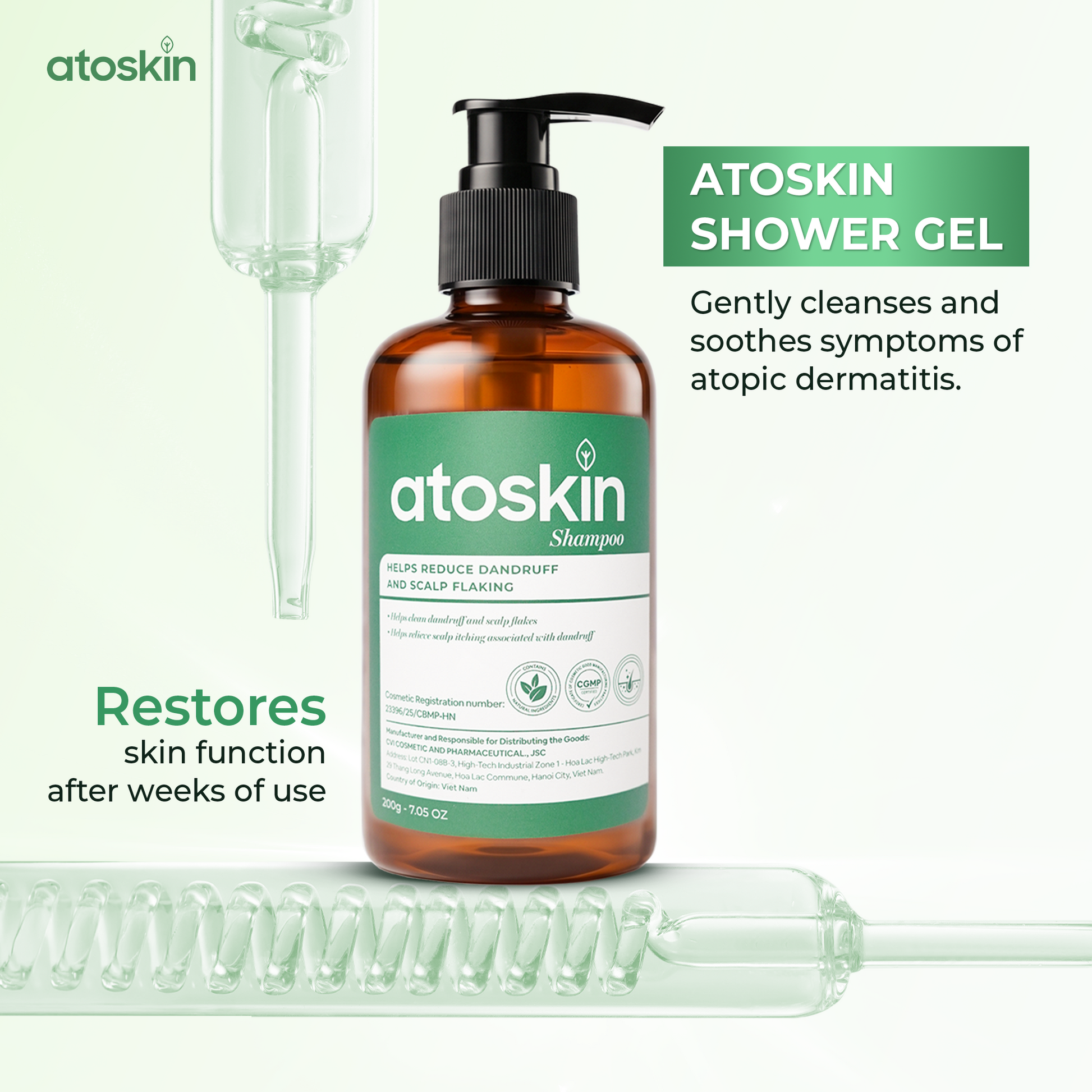 Dầu Gội Viêm Da Tiết Bã ATOSKIN 200g