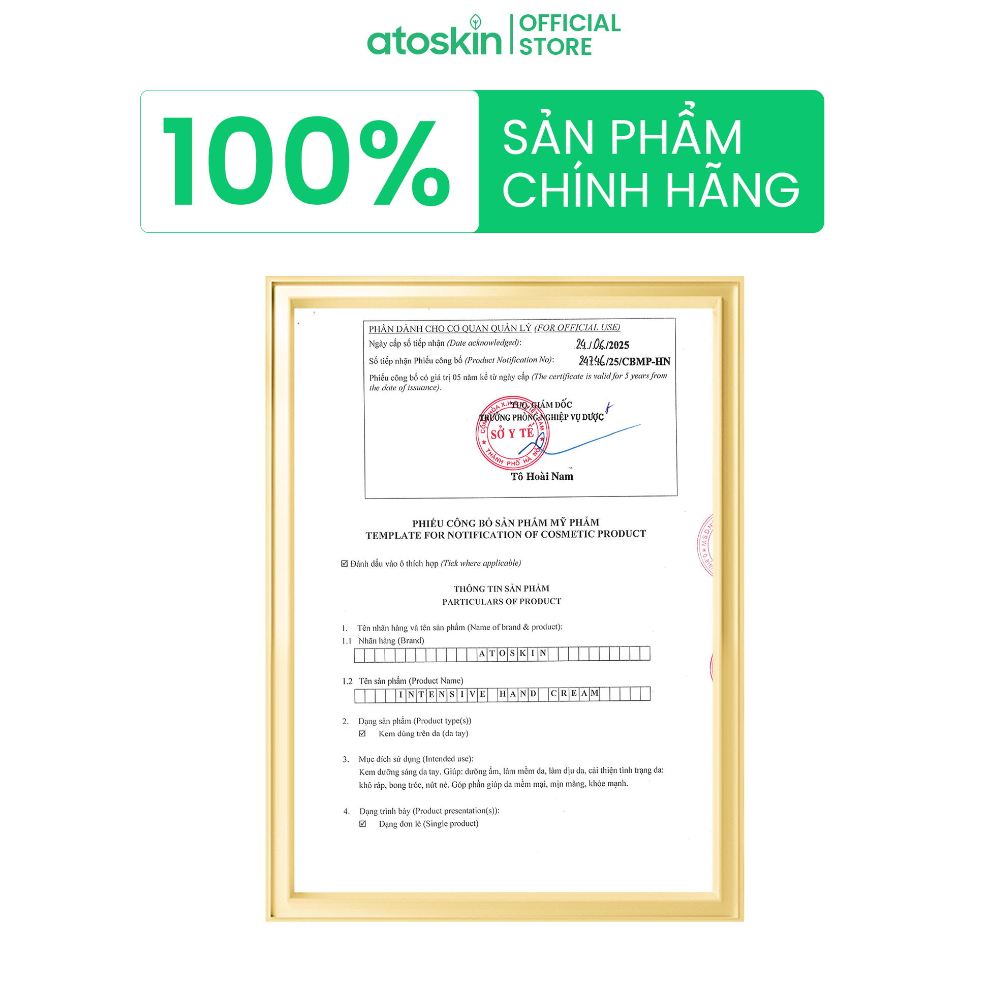Kem Dưỡng Da Tay ATOSKIN Intensive Hand Cream 60g