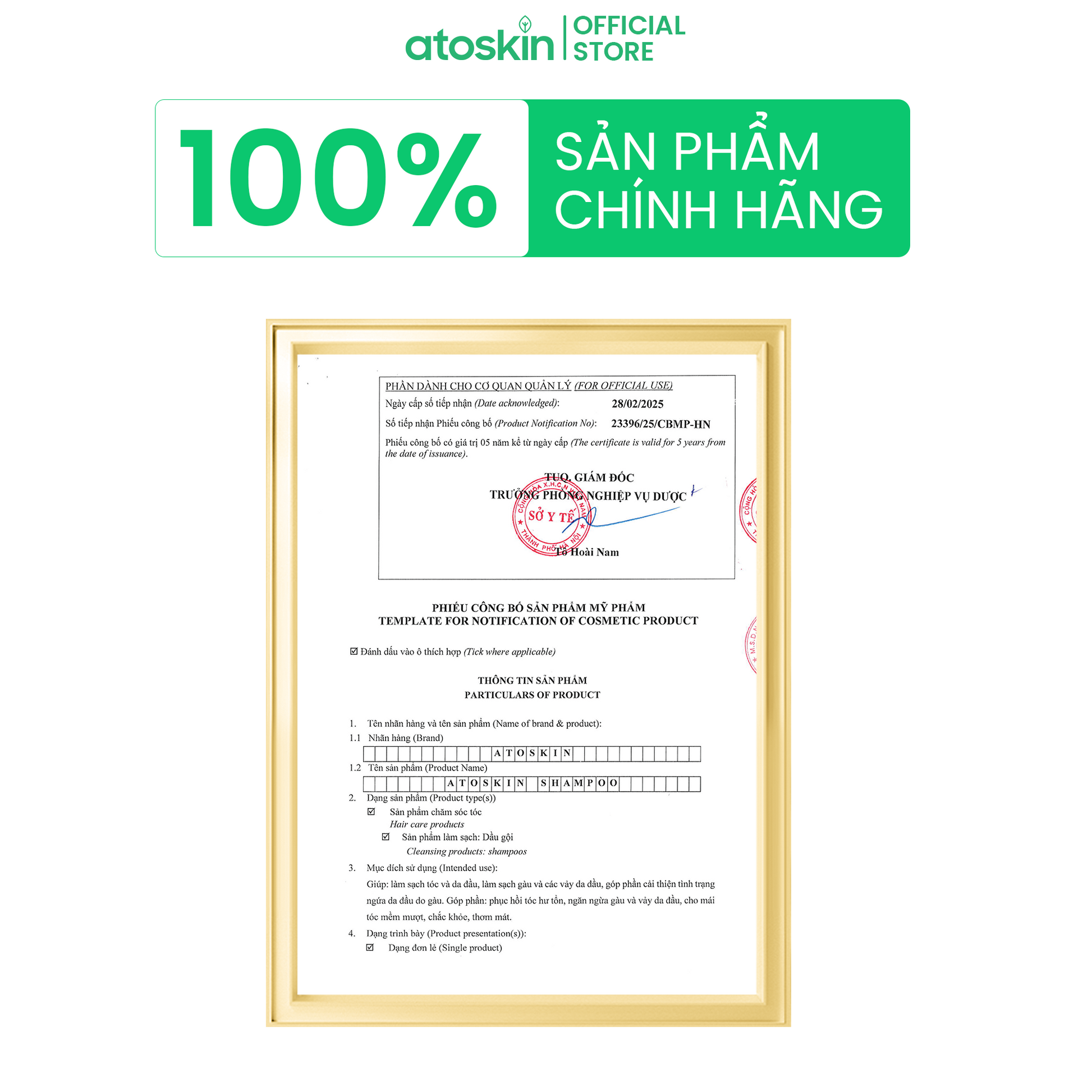 Dầu Gội Viêm Da Tiết Bã ATOSKIN Shampoo 200g