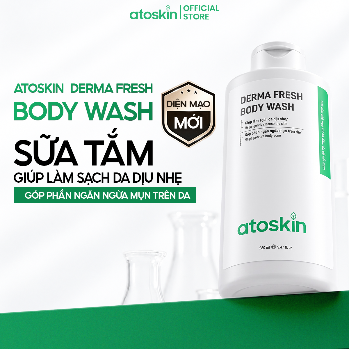 Sữa Tắm Mụn Cơ Thể ATOSKIN Derma Fresh Bóy Wash 280ml