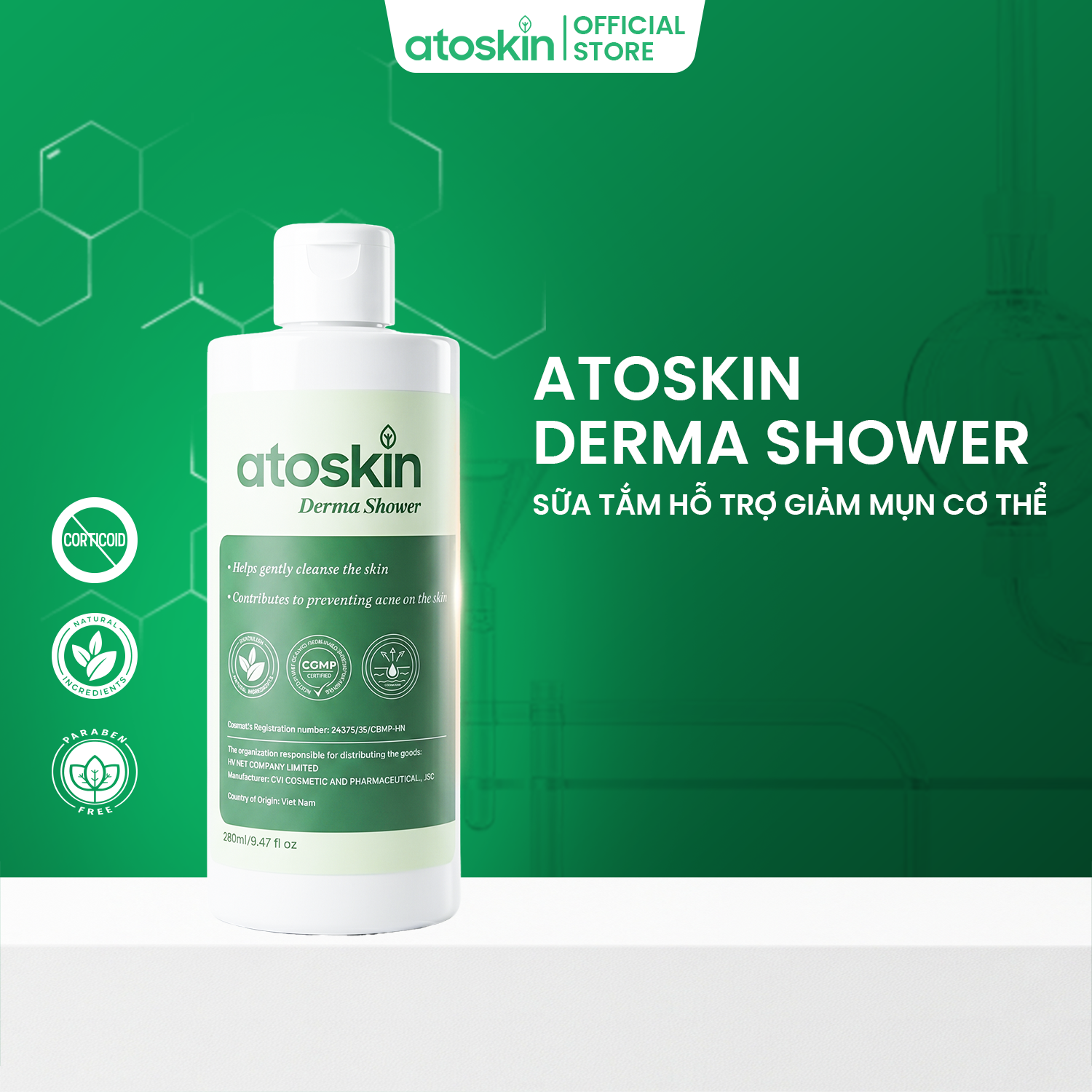 Sữa Tắm Mụn Cơ Thể ATOSKIN Derma Shower 280ml