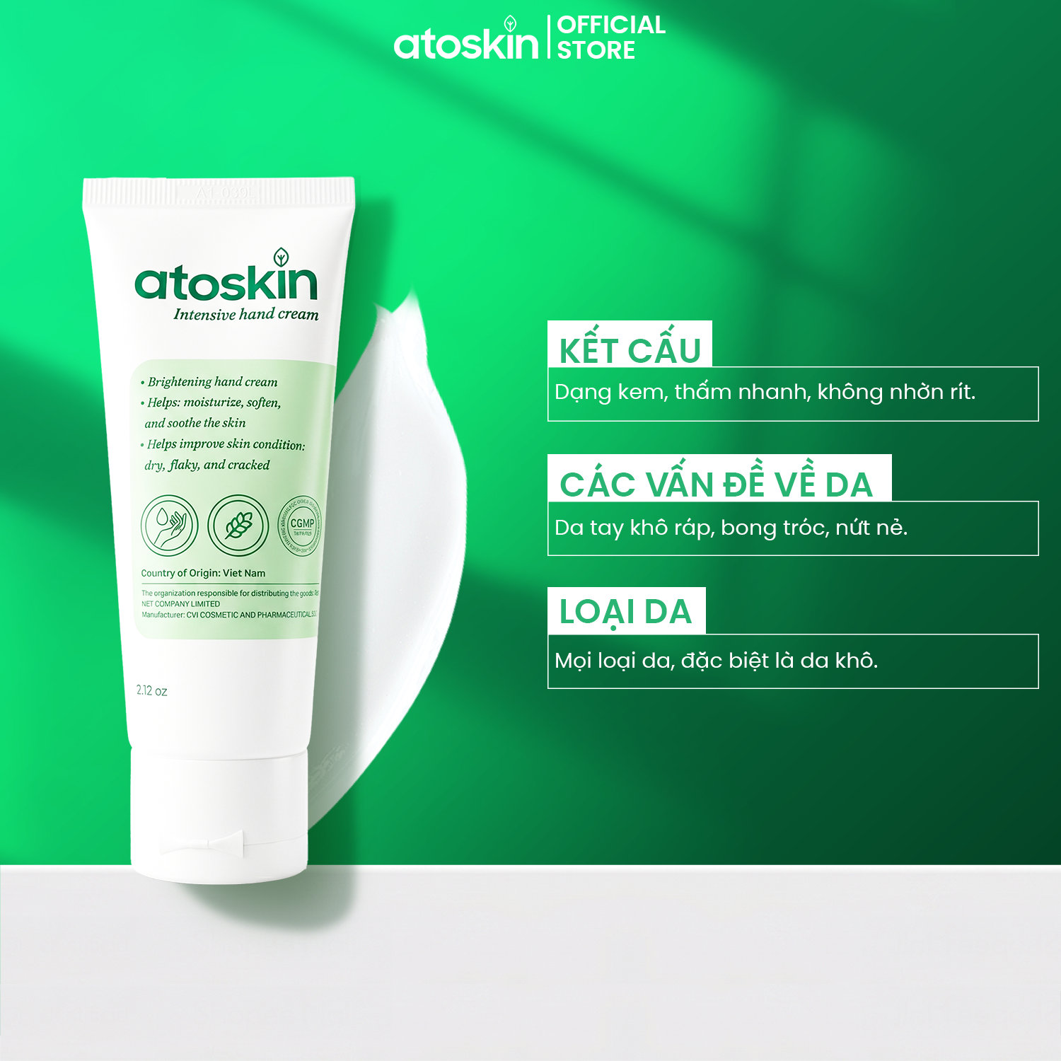Kem Dưỡng Da Tay ATOSKIN Intensive Hand Cream 60g