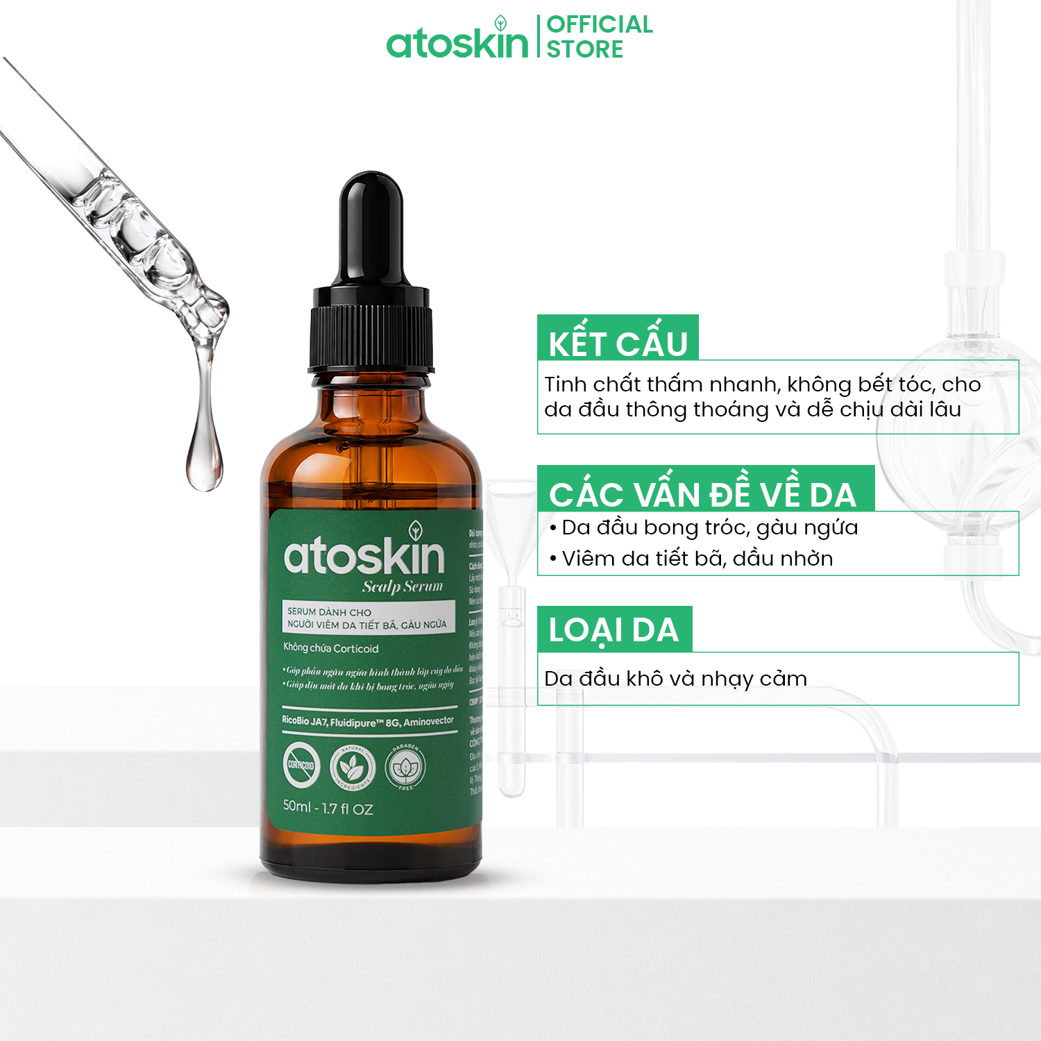 Serum Viêm Da Tiết Bã ATOSKIN Scalp Serum 50ml