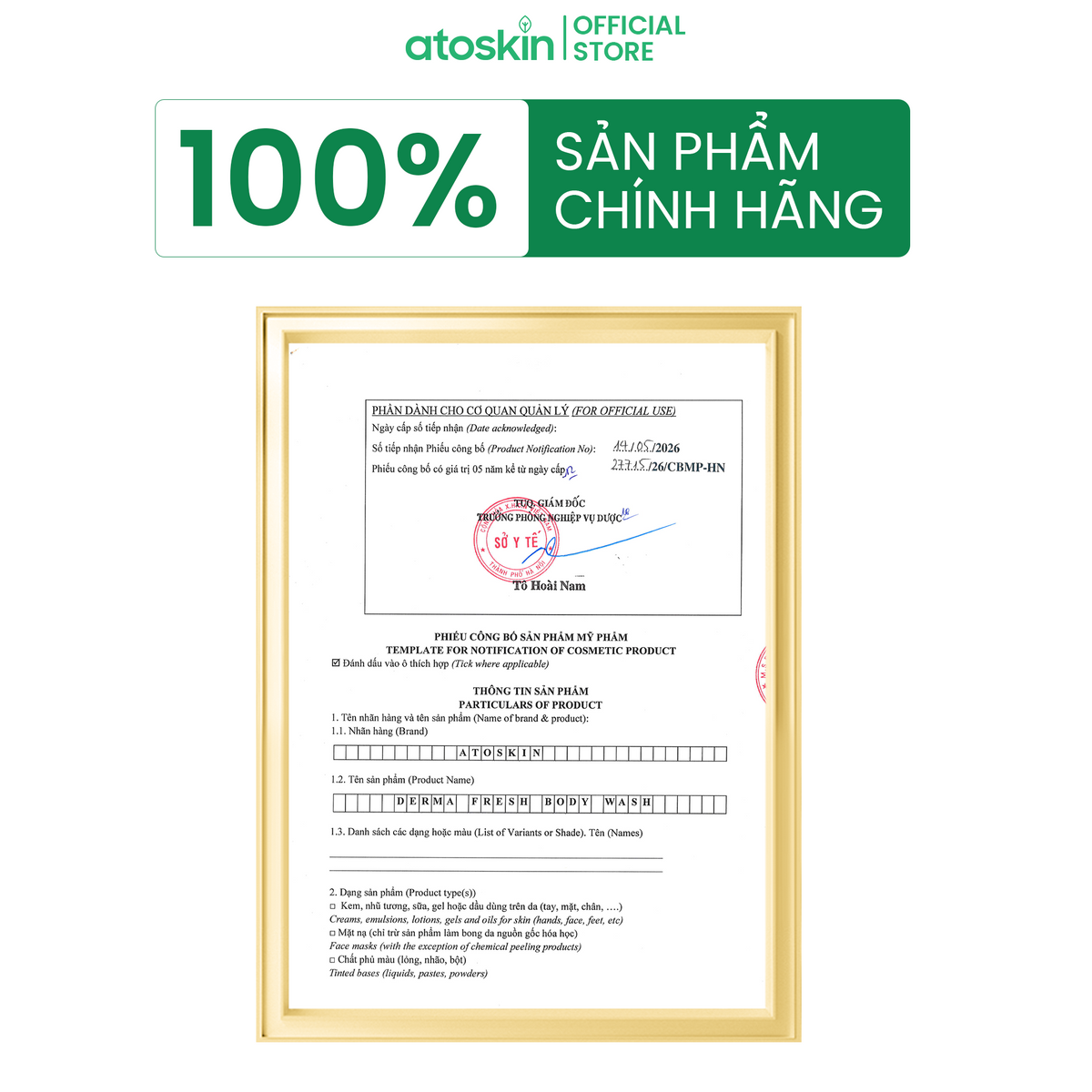 Sữa Tắm Mụn Cơ Thể ATOSKIN Derma Fresh Bóy Wash 280ml