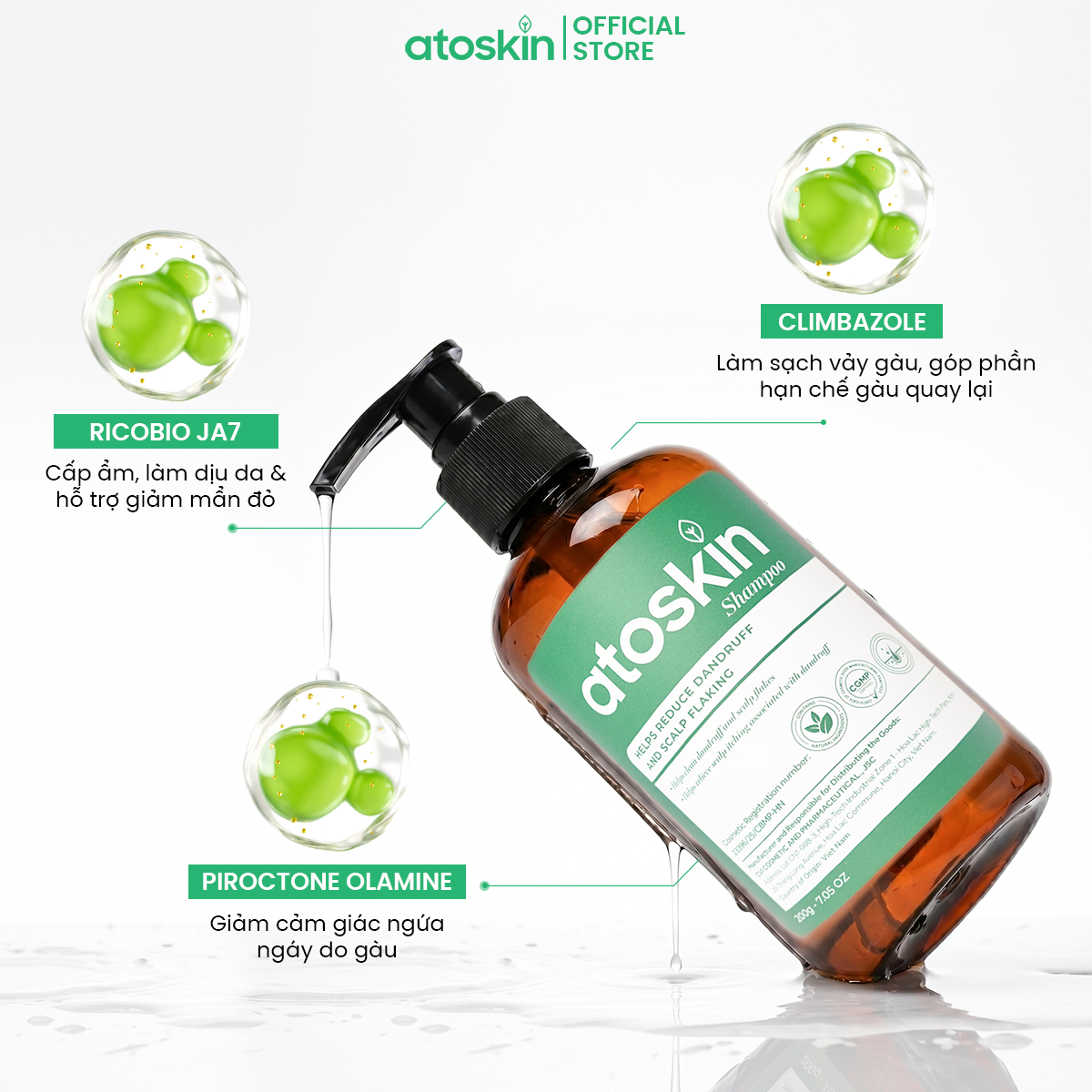 Dầu Gội Viêm Da Tiết Bã ATOSKIN Shampoo 200g